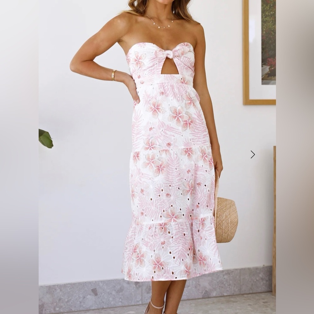 NWT Hello Molly Pink and White Strapless Sundress Size Small Size 4